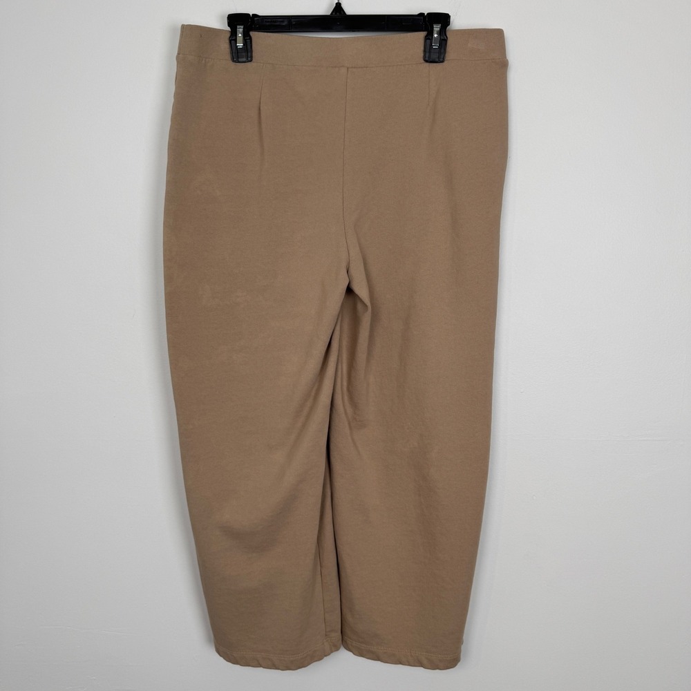 Pure Jill Size M Tall Tan Wide Leg Crop Pants Elastic Waist Organic Cotton Camel - Picture 3 of 13